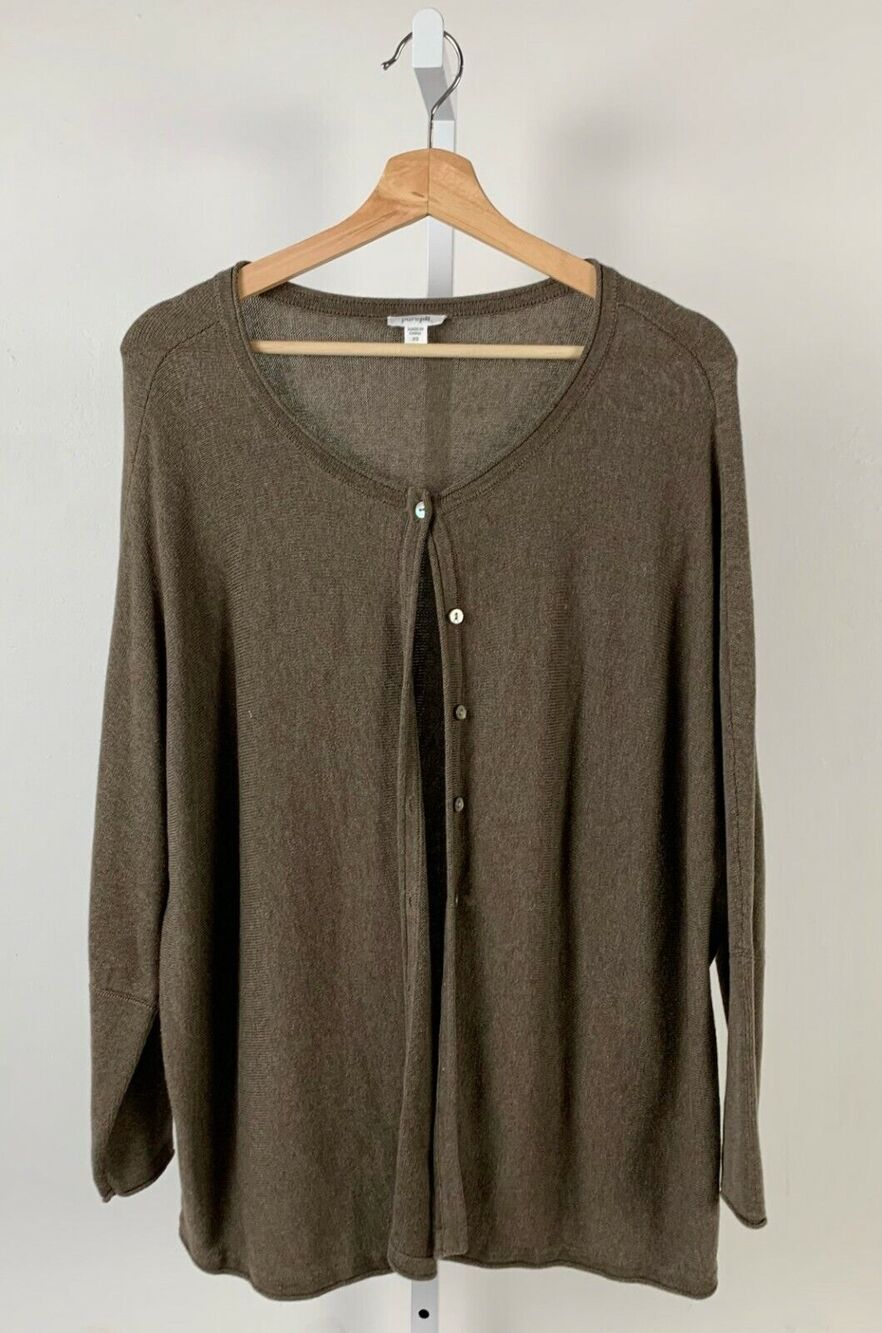 J. JILL Pure Jill XS Oversized Boxy Cardigan Sweater Dolman Sleeve Cotton Brown